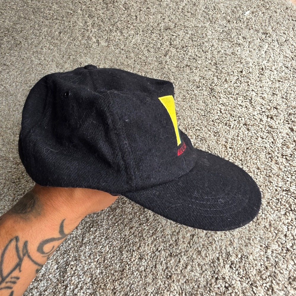 VINTAGE MTV Music Television Hat Mens OSFA Wool Blend Snapback Black 90s Retro - Picture 3 of 8